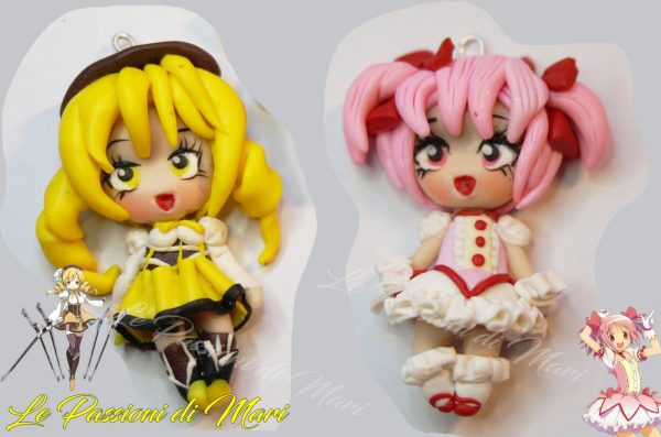 Mami and Madoka Chibi Pendant Polymer clay