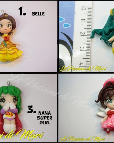 Chibi Belle - Lamù - Nana Supergirl - Card Captor Sakura Ciondolo Pasta Polimerica