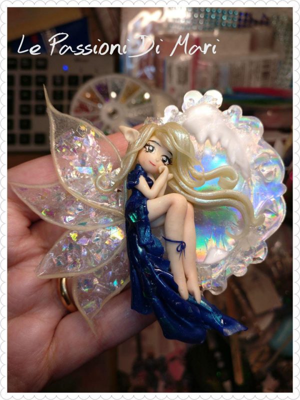 Winter Snow Fairy Frame Cameo handmade polymer clay, fimo