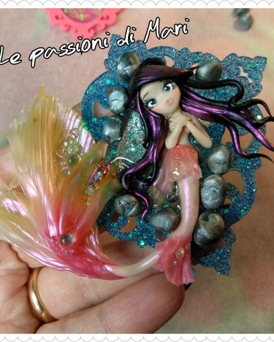 Mermaid frame handmade polymerclay OOAK