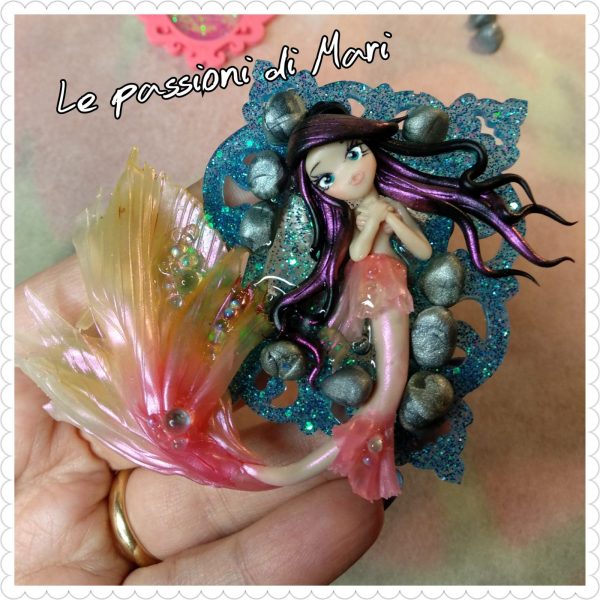 Mermaid frame handmade polymerclay OOAK