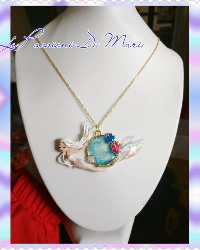 Mermaid bezel necklace handmade