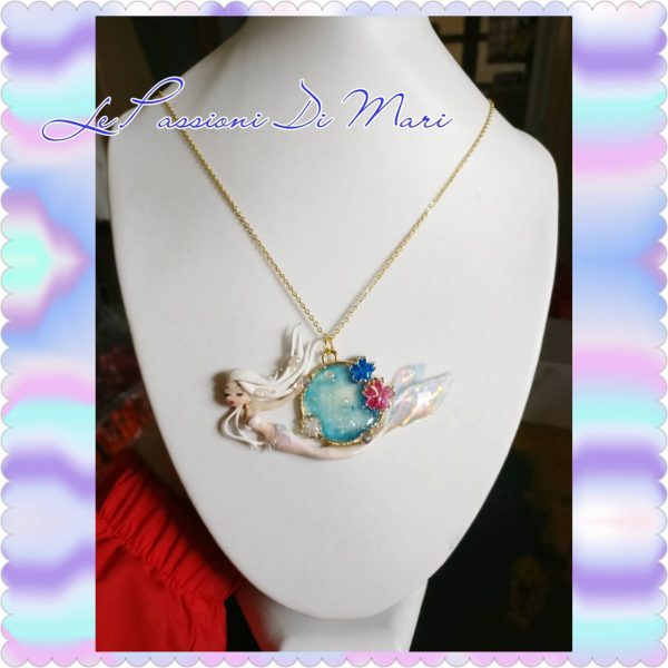 Mermaid bezel necklace handmade