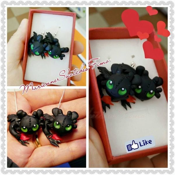 Handmade Toothless Dragon Trainer Earrings MADE TO ORDER