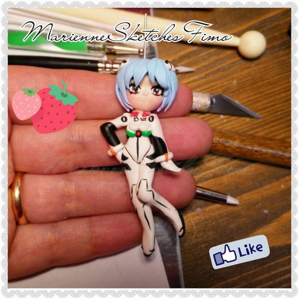 Rei Ayanami/Asuka Sōryū Langley Evangelion Pendant/Necklace handmade polymer clay  ON DEMAND